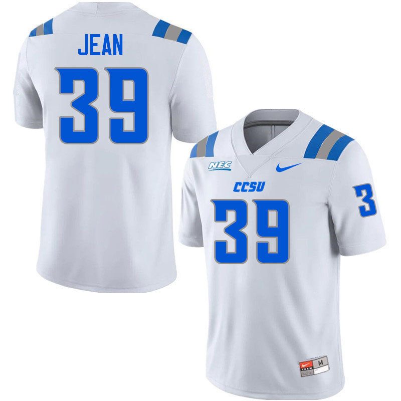 Central Connecticut Blue Devils #39 Christopher Jean College Football Jerseys,Uniforms-White